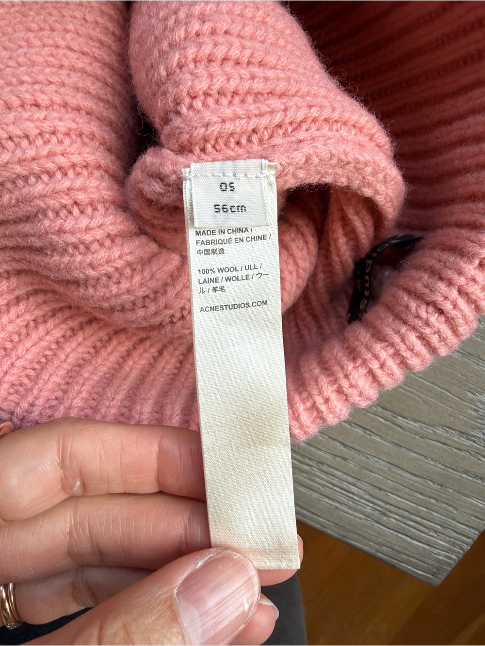 Acne Studios Pink Fold-Over Ribbed Beanie - Picture 4 of 4